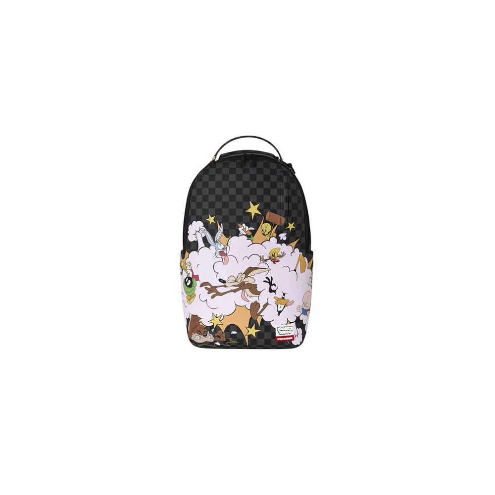 Sprayground Looney Tunes Fight Cloud Backpack Checkered Grey Black Mens New